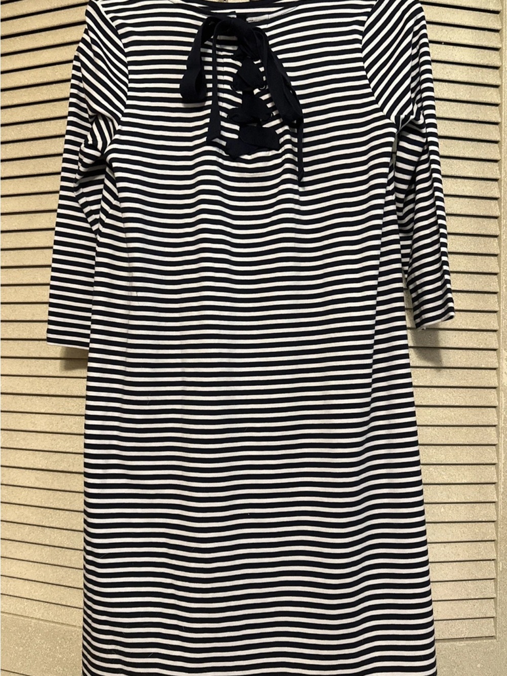 $119 1901 Womens Blue White Lace Up Back 3/4 Sleeves T-Shirt Dress Size L NWOT